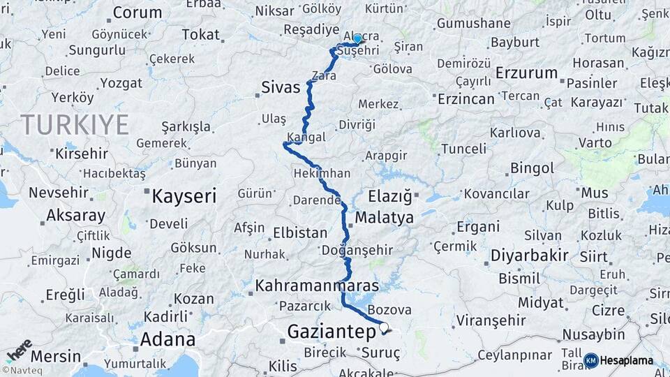 Giresun Şebinkarahisar Şanlıurfa Arası Kaç Km - Yol Haritası