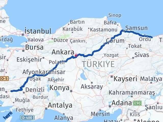 Giresun Sultanhisar Aydın Arası Kaç Km - Yol Haritası