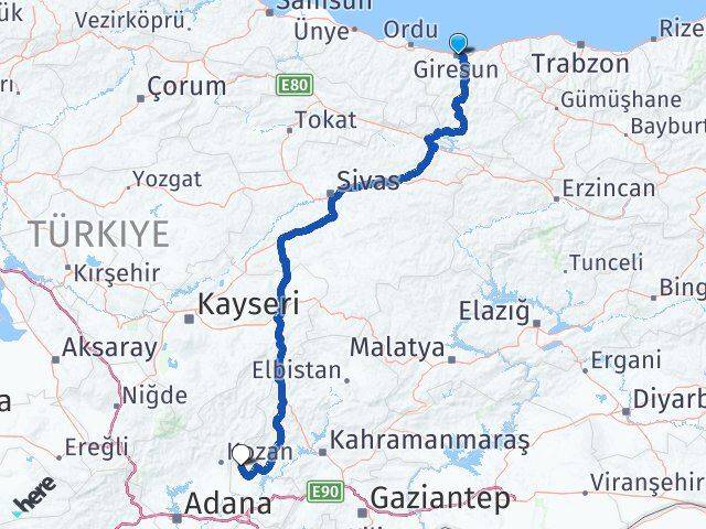 Giresun Sumbas Osmaniye Arası Kaç Km - Yol Haritası