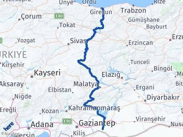 Giresun Suruç Şanlıurfa Arası Kaç Km - Yol Haritası