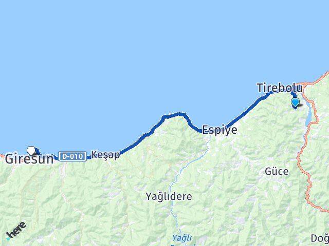 Körliman Giresun Arası Kaç Km - Yol Tarifi