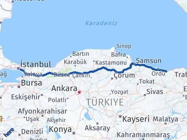 Giresun Ümraniye İstanbul Arası Kaç Km - Yol Haritası