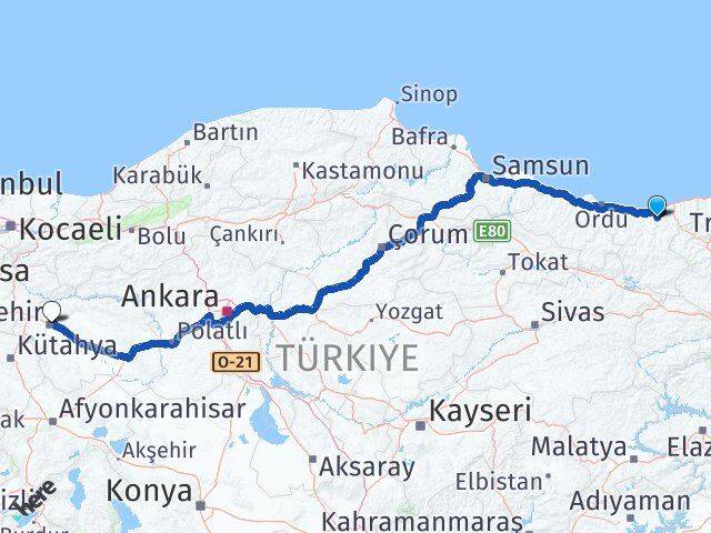 Yağlıdere Eskişehir Arası Kaç Km - Yol Tarifi