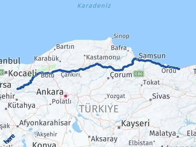Giresun Yenipazar Bilecik Arası Kaç Km - Yol Haritası