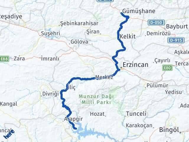 Gümüşhane Ağın Elazığ Arası Kaç Km - Yol Haritası