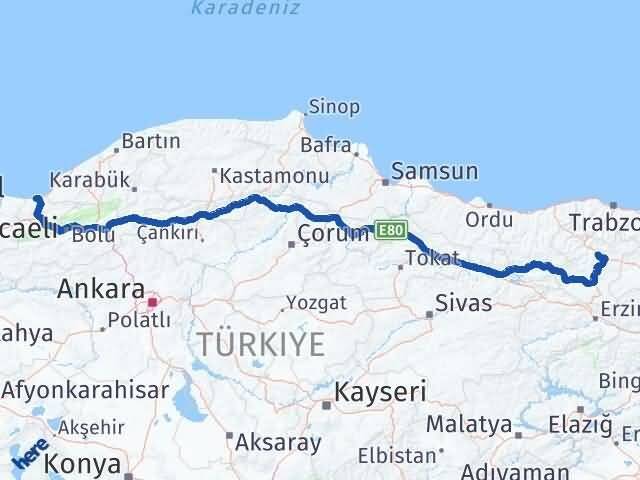 Gümüşhane Akçakoca Düzce Arası Kaç Km - Yol Haritası