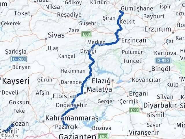 Gümüşhane Araban Arası Kaç Km - Yol Tarifi