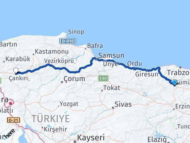Gümüşhane Atkaracalar Arası Kaç Km - Yol Tarifi