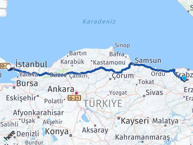 Gümüşhane Avcılar İstanbul Arası Kaç Km - Yol Haritası