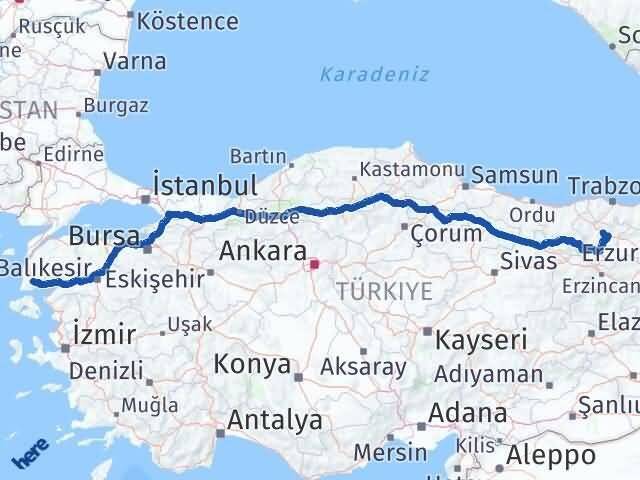Gümüşhane Ayvacık Çanakkale Arası Kaç Km - Yol Haritası