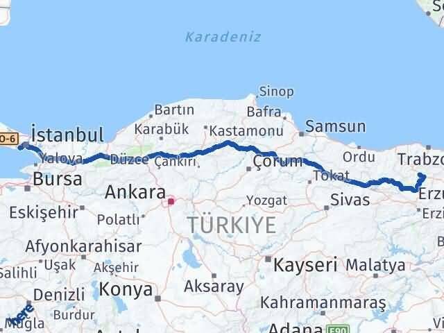 Gümüşhane Bahçelievler İstanbul Arası Kaç Km - Yol Haritası