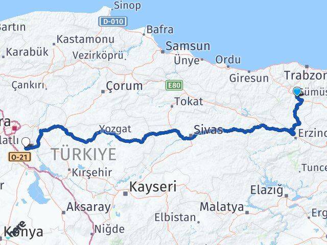 Gümüşhane Bala Ankara Arası Kaç Km - Yol Haritası