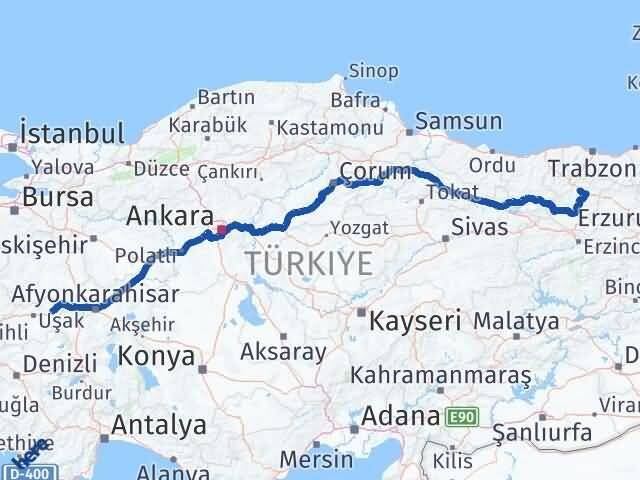 Gümüşhane Banaz Uşak Arası Kaç Km - Yol Haritası