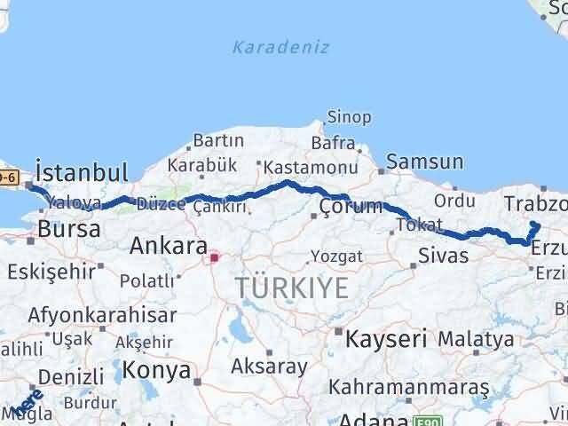 Gümüşhane Beşiktaş İstanbul Arası Kaç Km - Yol Haritası