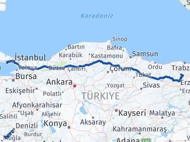 Gümüşhane Beylikdüzü İstanbul Arası Kaç Km - Yol Haritası