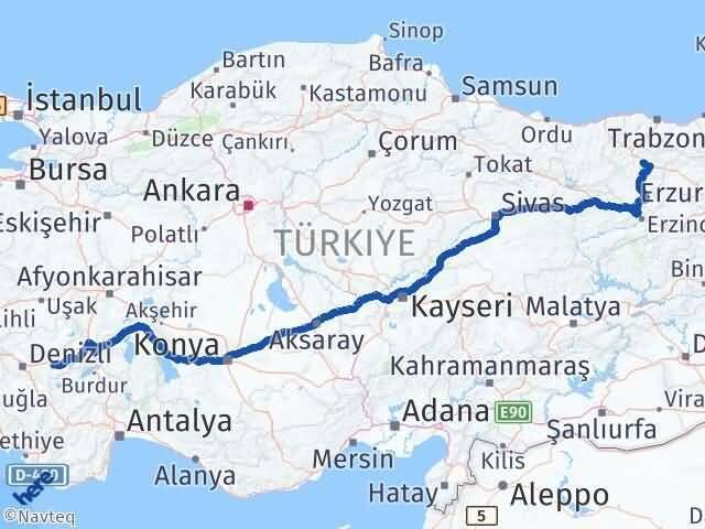 Gümüşhane Bozkurt Denizli Arası Kaç Km - Yol Haritası
