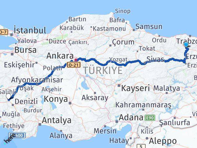 Gümüşhane Buldan Denizli Arası Kaç Km - Yol Haritası
