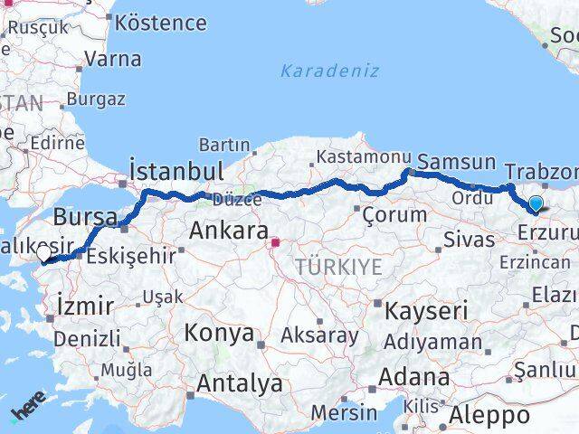 Gümüşhane Burhaniye Balıkesir Arası Kaç Km - Yol Haritası