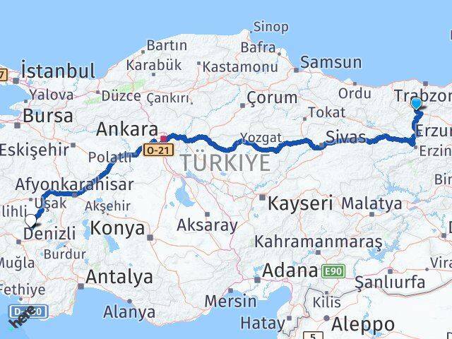 Gümüşhane Çal Denizli Arası Kaç Km - Yol Haritası
