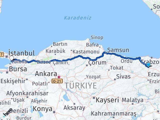 Gümüşhane Çayırova Kocaeli Arası Kaç Km - Yol Haritası