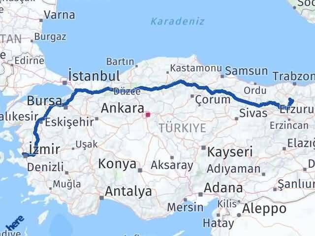 Gümüşhane Çiğli İzmir Arası Kaç Km - Yol Haritası