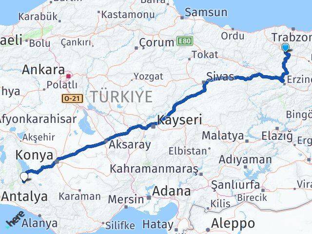 Gümüşhane Derebucak Konya Arası Kaç Km - Yol Haritası