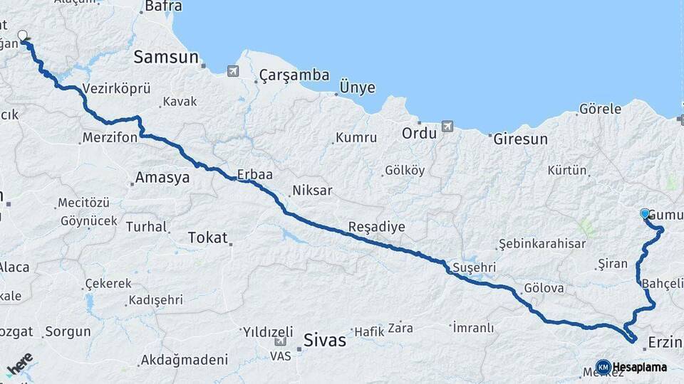 Gümüşhane Durağan Arası Kaç Km - Yol Tarifi