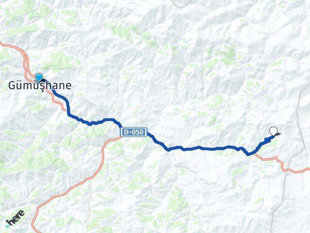 Gümüşhane Duymadık Arası Kaç Km - Yol Haritası