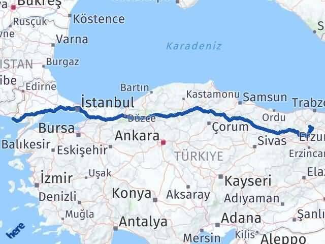 Gümüşhane Enez Edirne Arası Kaç Km - Yol Haritası
