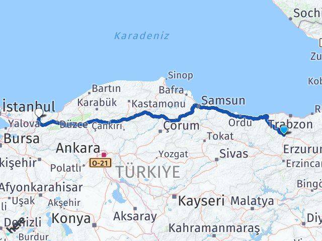 Gümüşhane Ferizli Sakarya Arası Kaç Km - Yol Haritası