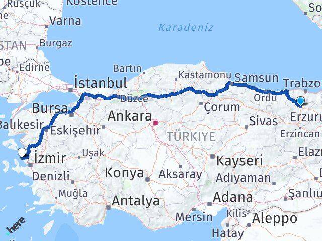 Gümüşhane Foça İzmir Arası Kaç Km - Yol Haritası