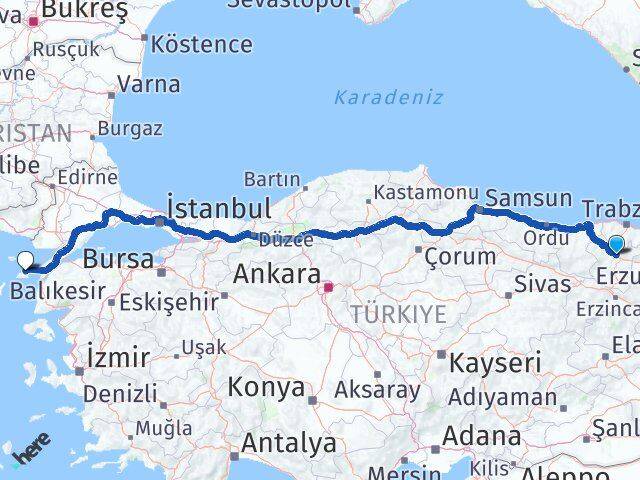 Gümüşhane Gökçeada Çanakkale Arası Kaç Km - Yol Haritası