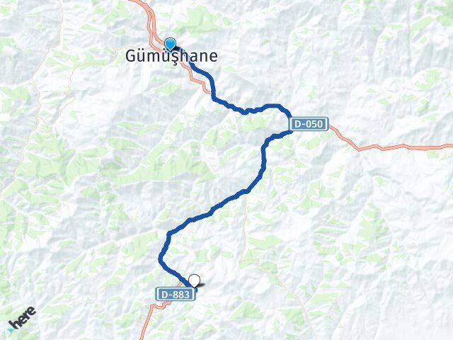 Gümüşhane Gökçepınar Arası Kaç Km - Yol Haritası