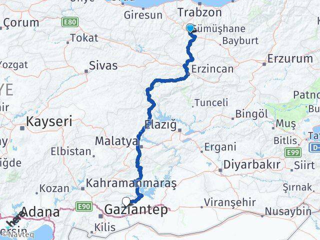 Gümüşhane Halfeti Şanlıurfa Arası Kaç Km - Yol Haritası