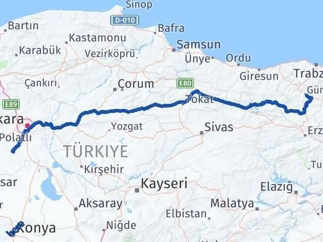 Gümüşhane Haymana Ankara Arası Kaç Km - Yol Haritası