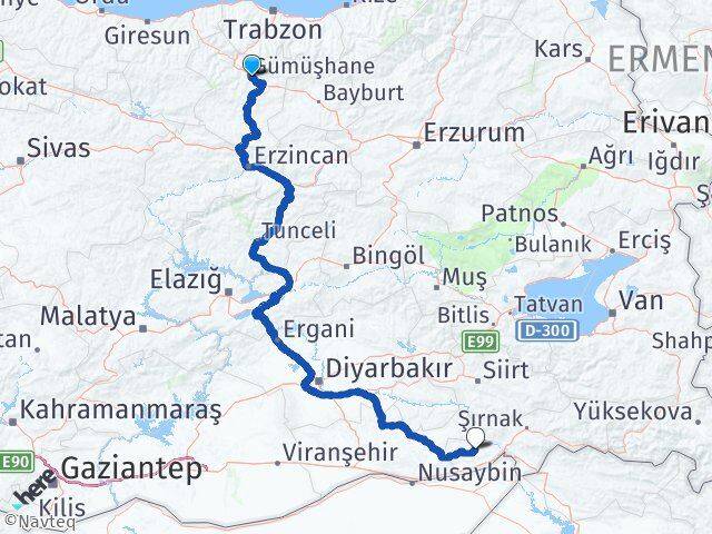 Gümüşhane İdil Şırnak Arası Kaç Km - Yol Haritası
