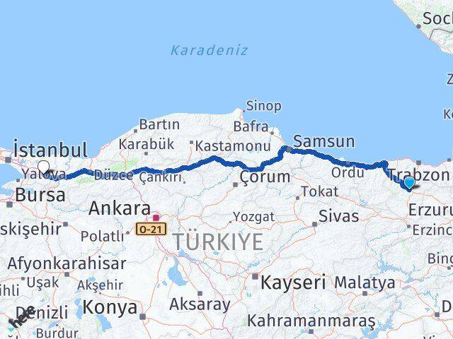 Gümüşhane İzmit Kocaeli Arası Kaç Km - Yol Haritası