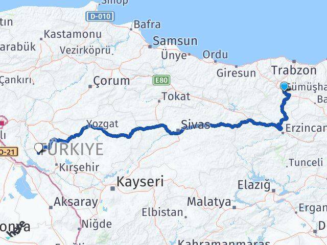 Gümüşhane Kaman Arası Kaç Km - Yol Tarifi