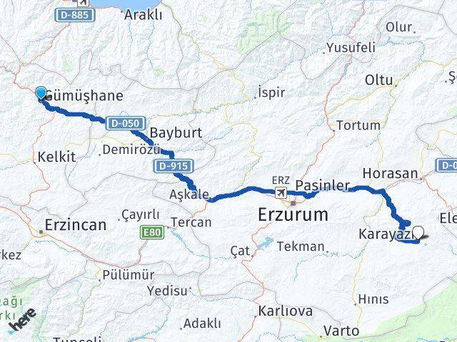 Gümüşhane Karayazı Arası Kaç Km - Yol Tarifi