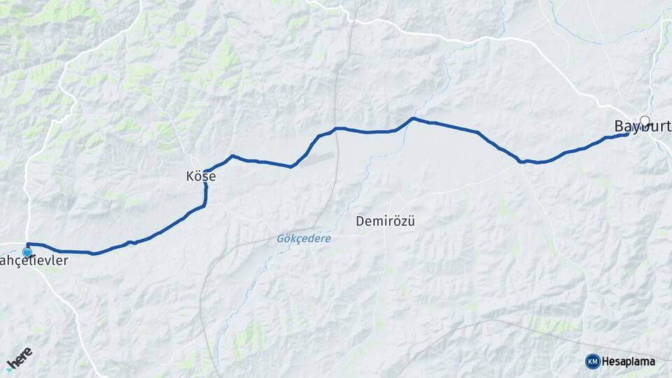 Gümüşhane Kelkit Bayburt Arası Kaç Km - Yol Haritası