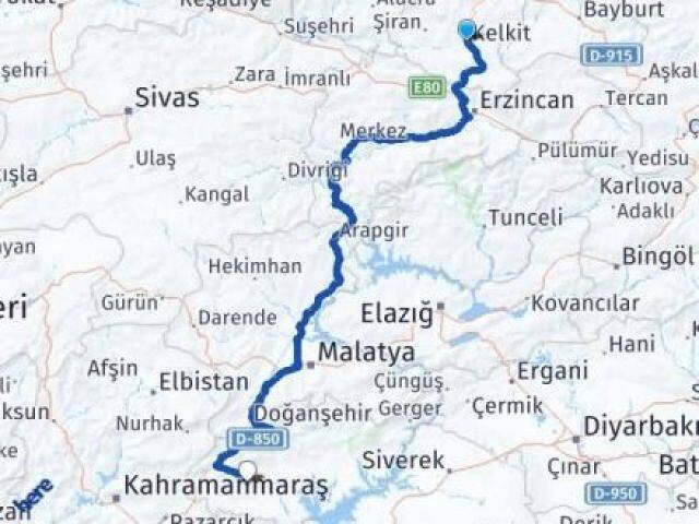 Gümüşhane Kelkit Besni Adıyaman Arası Kaç Km - Yol Haritası