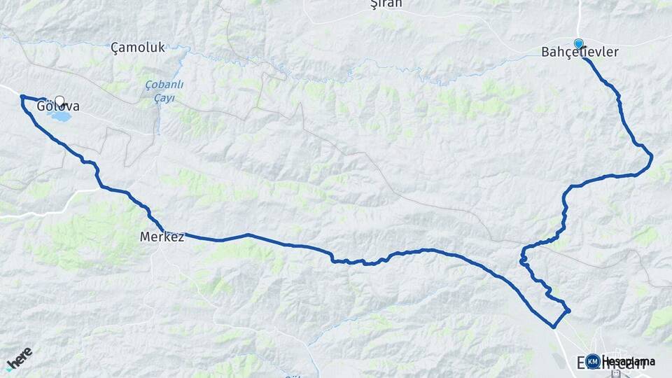 Gümüşhane Kelkit Gölova Sivas Arası Kaç Km - Yol Haritası