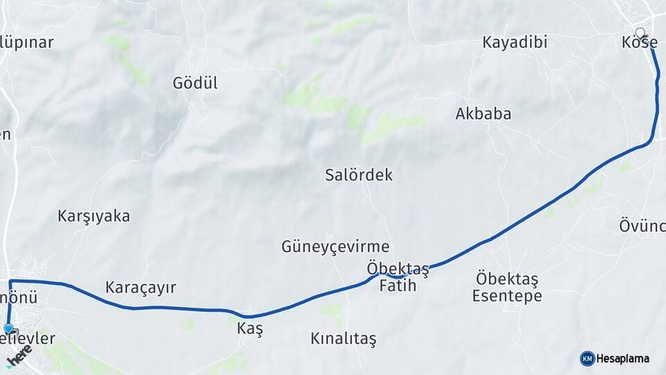 Gümüşhane Kelkit Köse Arası Kaç Km - Yol Haritası