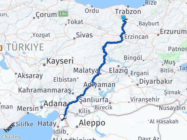 Gümüşhane Kırıkhan Hatay Arası Kaç Km - Yol Haritası