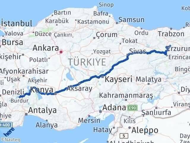 Gümüşhane Köse Burdur Arası Kaç Km - Yol Haritası