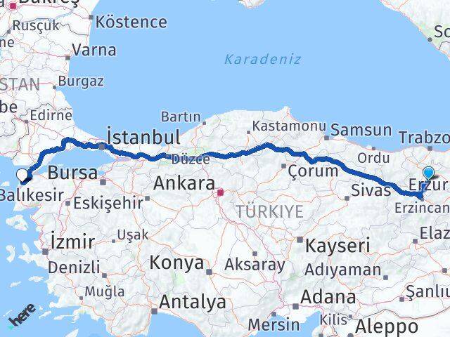 Gümüşhane Köse Çanakkale Arası Kaç Km - Yol Haritası