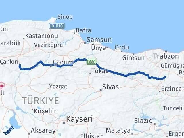 Gümüşhane Köse Çankırı Arası Kaç Km - Yol Haritası