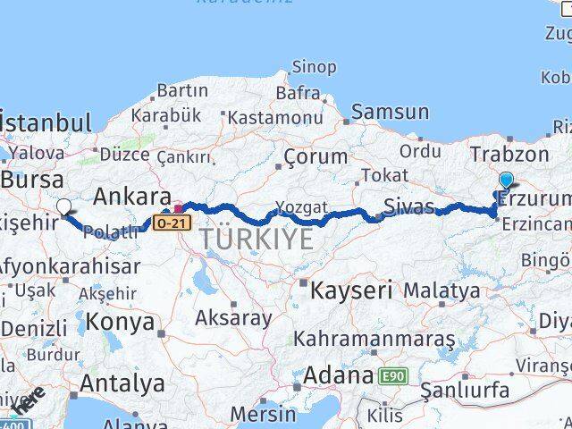 Gümüşhane Köse Eskişehir Arası Kaç Km - Yol Haritası