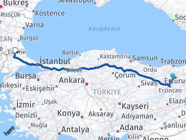 Gümüşhane Köse Kırklareli Arası Kaç Km - Yol Haritası
