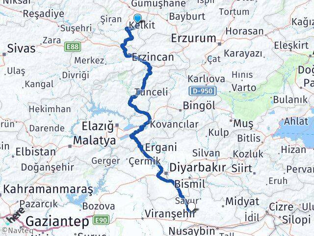 Gümüşhane Köse Mardin Arası Kaç Km - Yol Haritası